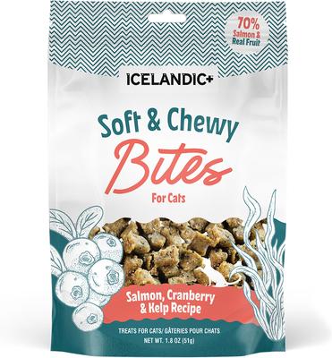 Show full view: Icelandic+ Salmon & Cranberry Bites Soft & Chewy Cat Treats, 1.8-oz bag slide 7 of 8