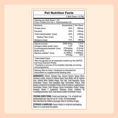 Show full view: WellJoy Skin & Coat + GutBoost Chicken Grain-Free Soft & Chewy Cat Treats, 3.2-oz pouch, 120 count slide 6 of 11