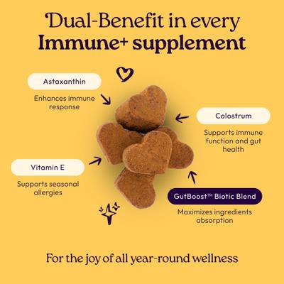 Show full view: WellJoy Chicken Flavored Soft Chew Immune + GutBoost Supplement for Dogs, 11.1-oz jar, 90 count slide 3 of 11