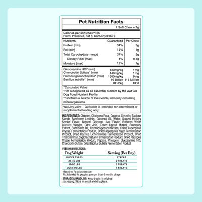Show full view: WellJoy Joint + GutBoost Chicken Grain-Free Soft & Chewy Dog Treats, 7.4-oz pouch, 30 count slide 6 of 11