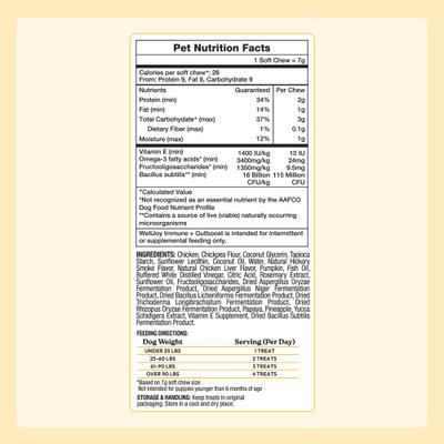 Show full view: WellJoy Immune + GutBoost Chicken Grain-Free Soft & Chewy Dog Treats, 7.4-oz pouch, 30 count slide 6 of 11
