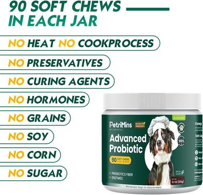 Show full view: PetriMins Advanced Probiotic Bacon Flavor Chew Supplement for Dogs, 90 count slide 6 of 8
