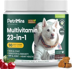 PetriMins Advanced Multivitamin 23-in-1 Chicken Flavor Chew Supplement for Dogs, 90 count