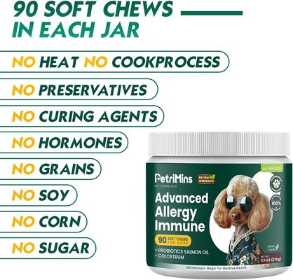 Show full view: PetriMins Advanced Allergy Immune Bacon Flavor Chew Supplement for Dogs, 90 count slide 5 of 8