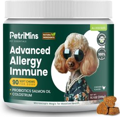 PetriMins Advanced Allergy Immune Chicken Flavor Chew Supplement for Dogs, 90 count