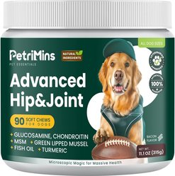 PetriMins Advanced Hip & Joint Bacon Flavor Chew Supplement for Dogs, 90 count slide 1 of 7
