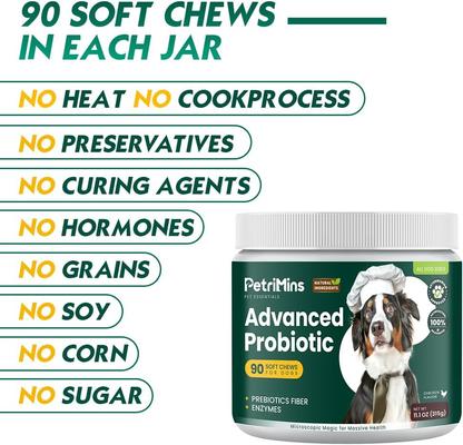 Show full view: PetriMins Advanced Probiotic Chicken Flavor Chew Supplement for Dogs, 90 count slide 5 of 7