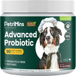 PetriMins Advanced Probiotic Chicken Flavor Chew Supplement for Dogs, 90 count slide 1 of 6