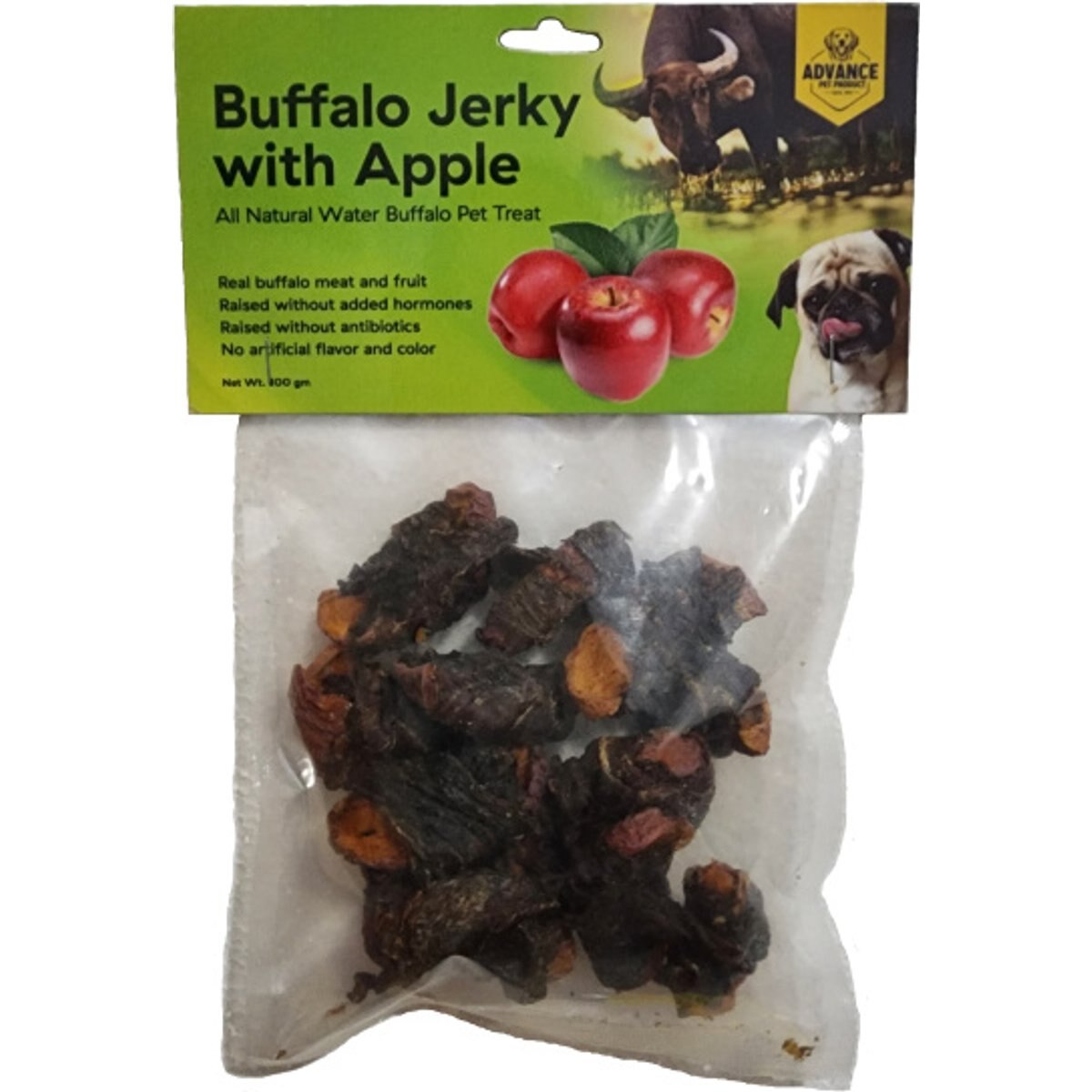 Advance Pet Product Water Buffalo Jerky with Apple Dog Treats, 100-gram