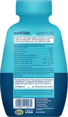Show full view: WellFURst Wild Alaska Omega-3 Salmon Oil Skin & Coat Health Supplement for Dogs, 8-fl oz bottle slide 3 of 9