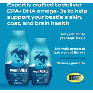 WellFURst Wild Alaska Omega-3 Fish Oil Skin & Coat Health Supplement for Dogs, 18-fl oz bottle