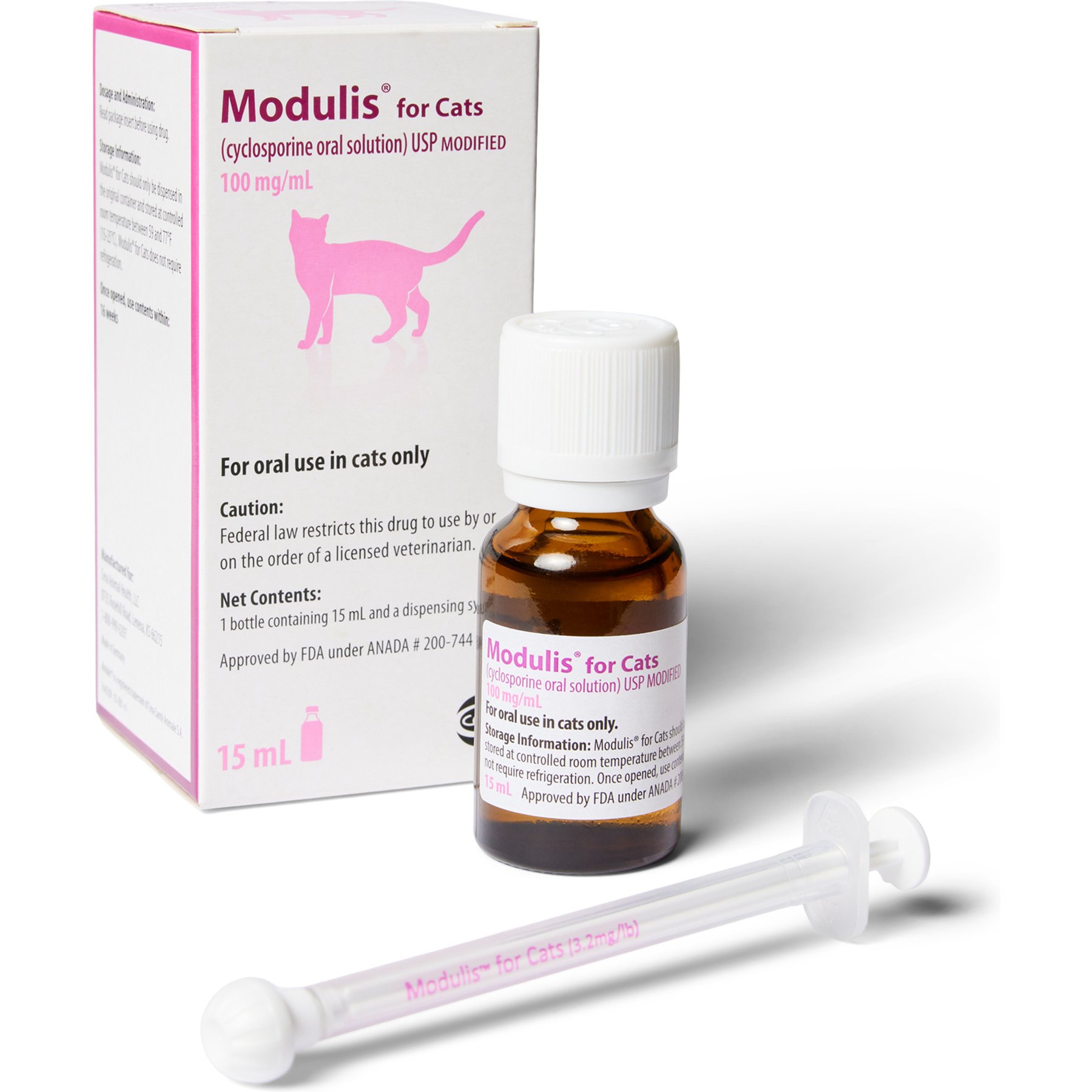 Modulis for Cats (cyclosporine oral solution) USP MODIFIED, 100mg/mL, 15mL