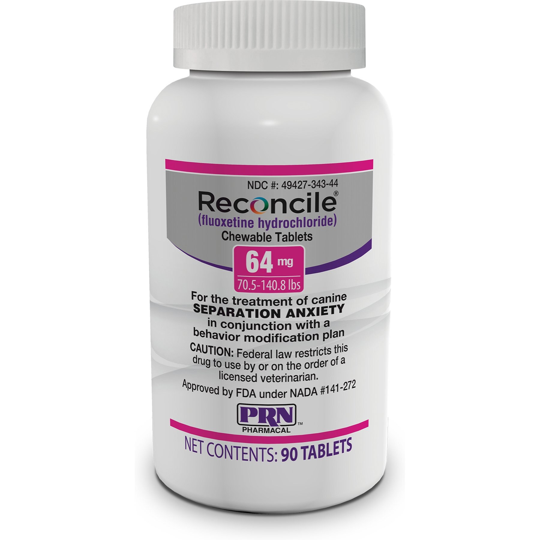 Reconcile (fluoxetine hydrochloride) Tablets for Dogs, 64-mg, 90 tablets