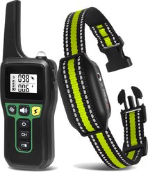 PaiPaitek 2 in 1 Waterproof Remote & Automatic Bark Control Dog Training Collar, Green