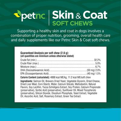 Show full view: petnc Skin & Coat Soft Chews Dog Supplement, 60 count slide 4 of 10