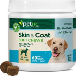 petnc Skin & Coat Soft Chews Dog Supplement, 60 count