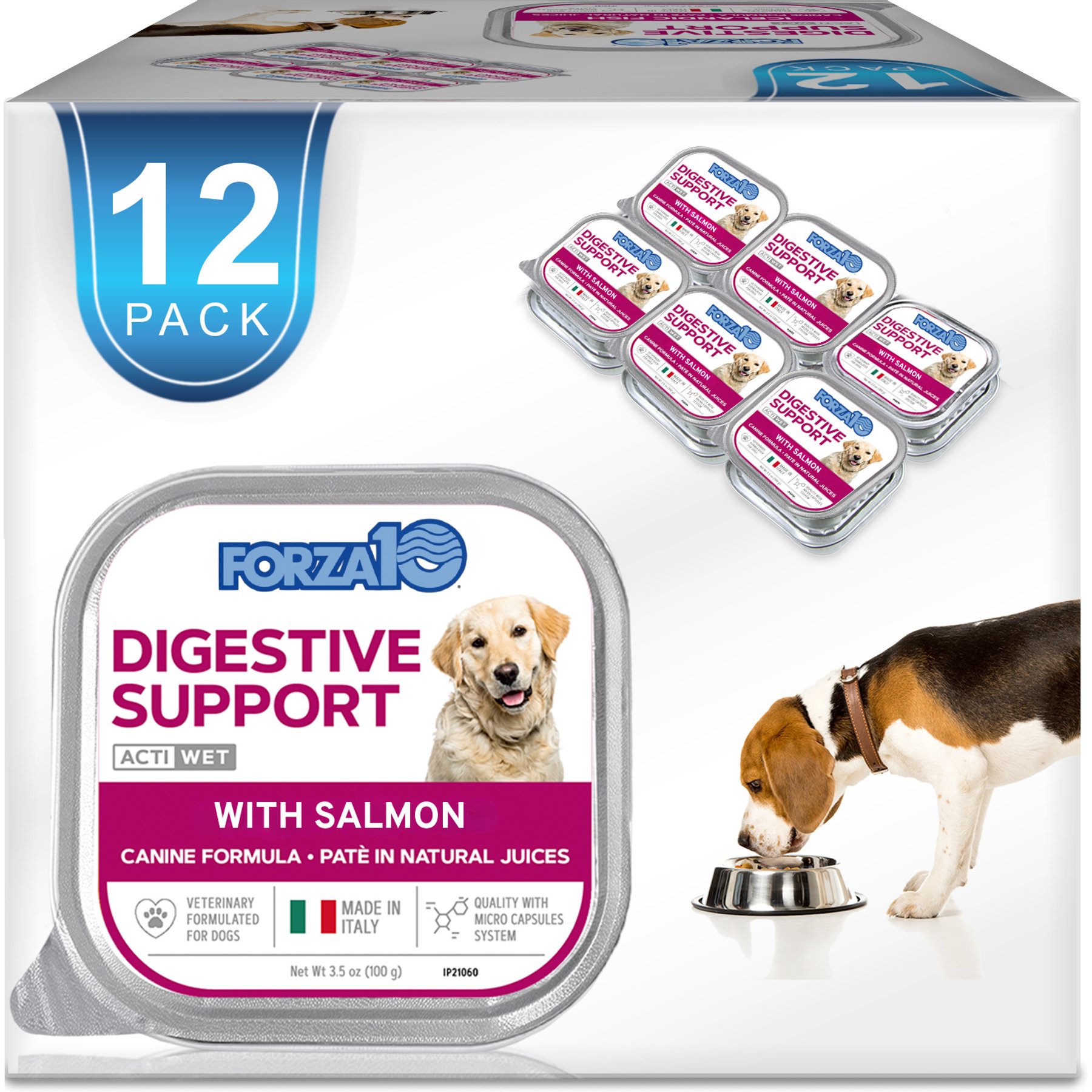 Forza10 Actiwet Digestive Support with Salmon Wet Dog Food, 3.5-oz, case of 12