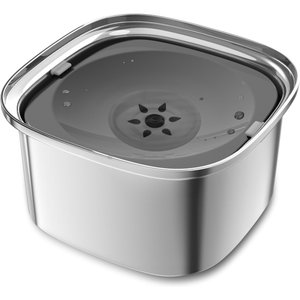 UPSKY Stainless Steel Slow Feeder Dog Water Bowl, Grey, 101-oz