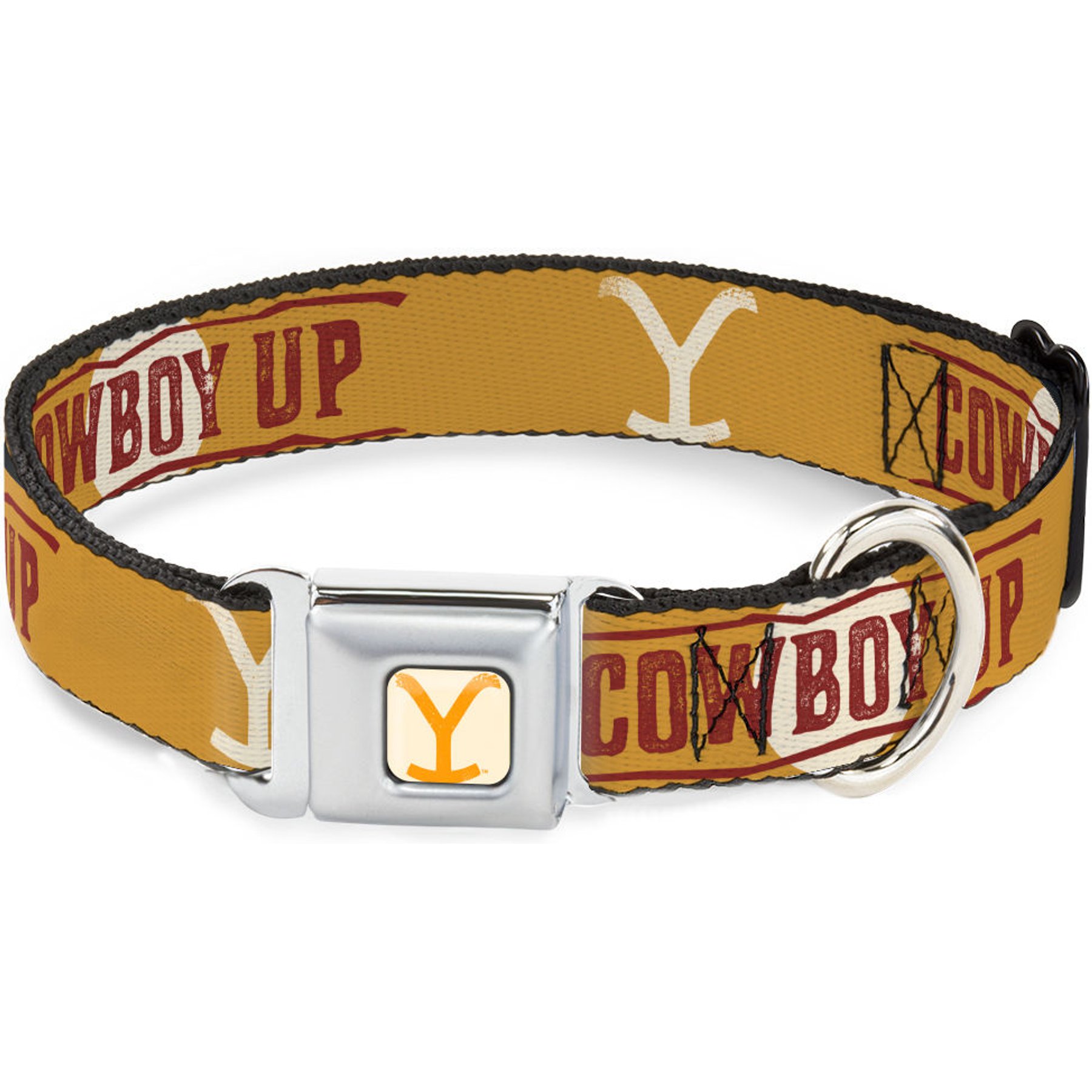 Buckle-Down Paramount Network Yellowstone Y Logo Cowboy Up Dog Collar, Large: 20 to 31-in neck, 1.5-in wide