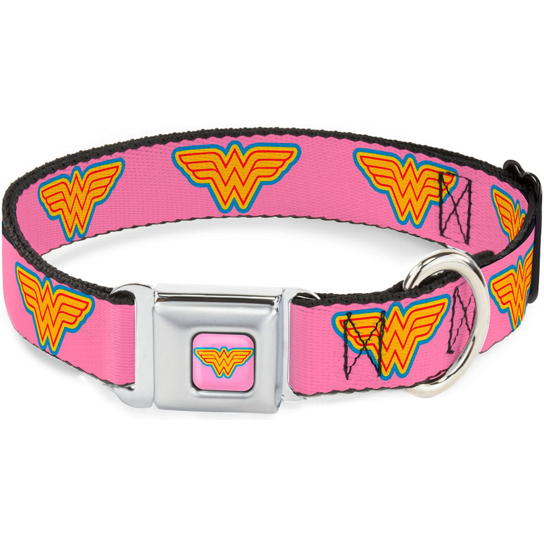 Buckle-Down DC Comics Wonder Woman Logo Dog Collar, Medium: 16 to 23-in neck, 1.5-in wide