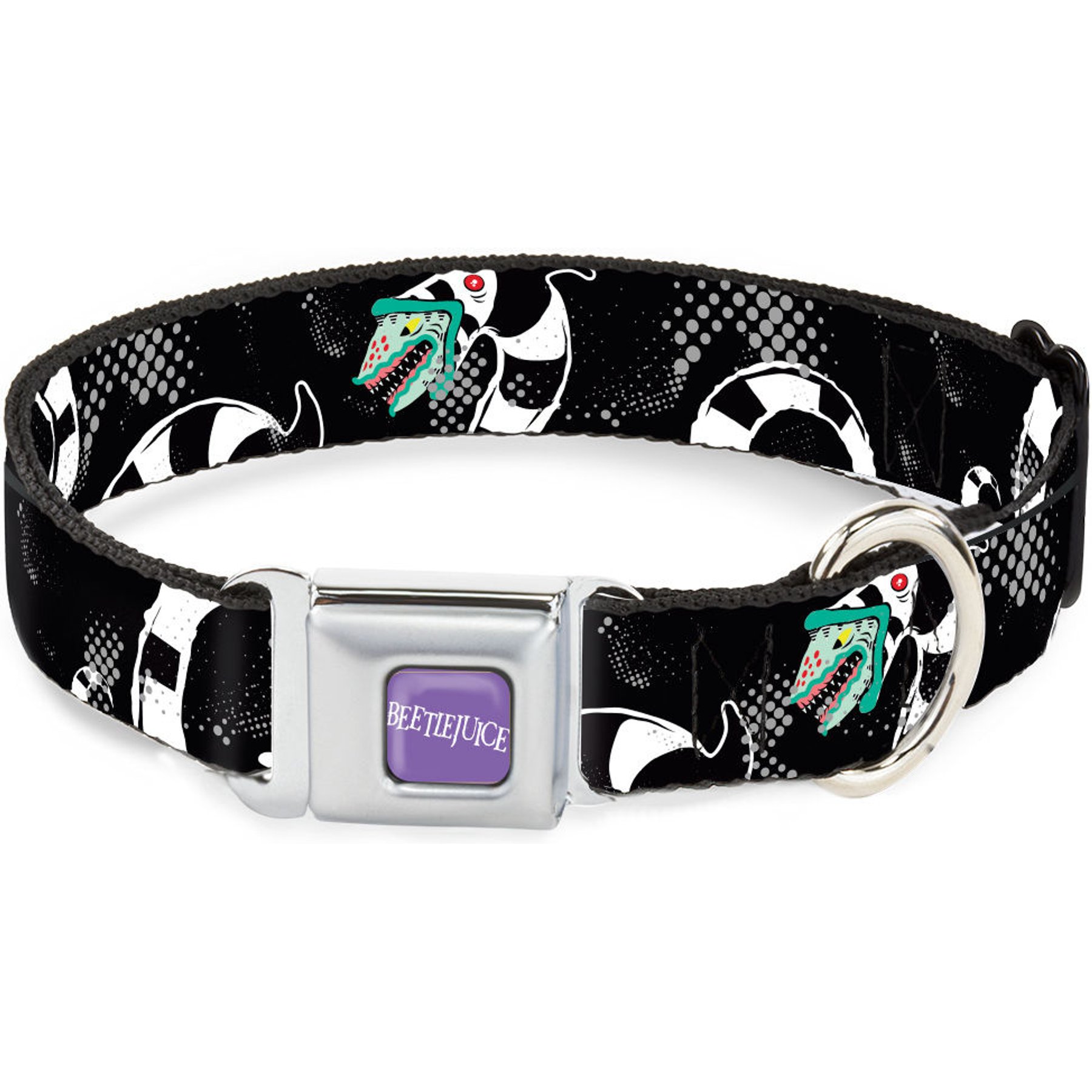 Buckle-Down Warner Bros. Horror Movies Beetlejuice Sandworm Healftone Dog Collar, Large: 20 to 31-in neck, 1.5-in wide