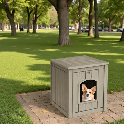 Show full view: Bencmate Wooden 30-gal Cozy Durable Free Standing Cat House, Brown slide 2 of 5