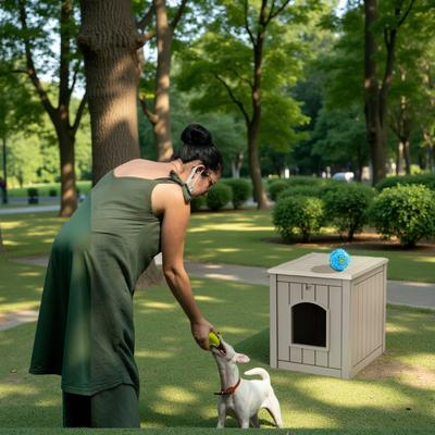 Show full view: Bencmate Wooden 30-gal Cozy Durable Free Standing Cat House, Brown slide 4 of 5