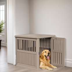 Bencmate Slanted Roof Lockable Gate Optimal Airflow Dog House, Brown