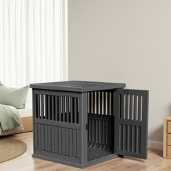 Bencmate Slanted Roof Lockable Gate Optimal Airflow Dog House, Black