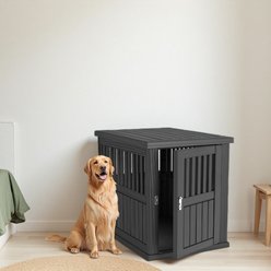 Bencmate Slanted Roof Lockable Gate Optimal Airflow Dog House, Black slide 2 of 5