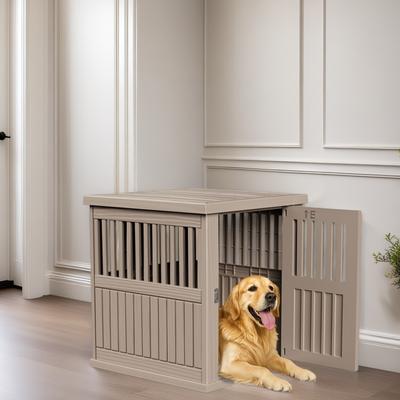 Show full view: Bencmate Slanted Roof Lockable Gate Optimal Airflow Dog House, Brown slide 5 of 5