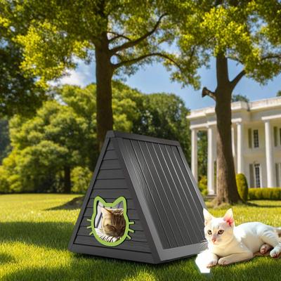 Show full view: Bencmate Triangular Weatherproof Indoor & Outdoor Cat House with Escape Door, Black slide 5 of 5