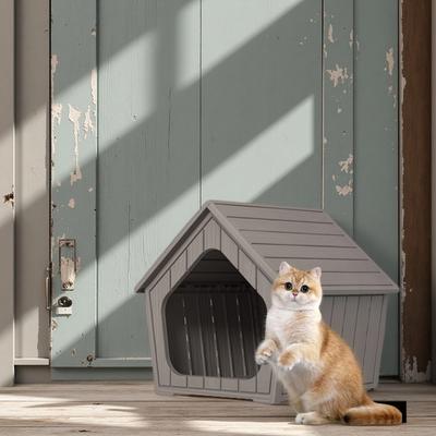 Show full view: Bencmate Wooden Cozy Sturdy Small Cat House, Brown slide 2 of 5