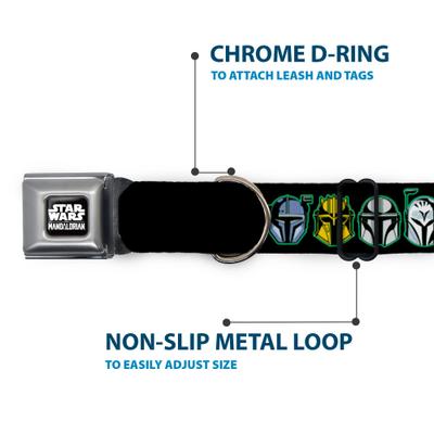 Show full view: Buckle-Down Star Wars the Mandalorian Helmets Dog Collar, Large: 15 to 24-in neck, 1-in wide slide 6 of 9