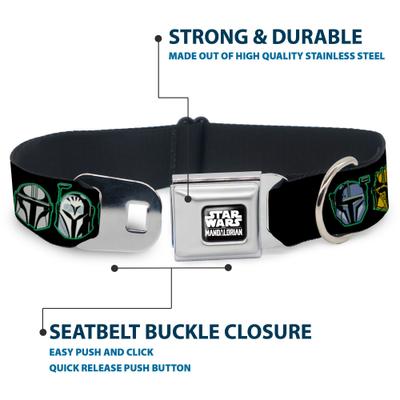 Show full view: Buckle-Down Star Wars the Mandalorian Helmets Dog Collar, Large: 15 to 24-in neck, 1-in wide slide 5 of 9
