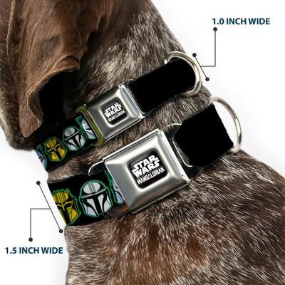 Show full view: Buckle-Down Star Wars the Mandalorian Helmets Dog Collar, Large: 15 to 24-in neck, 1-in wide slide 3 of 9