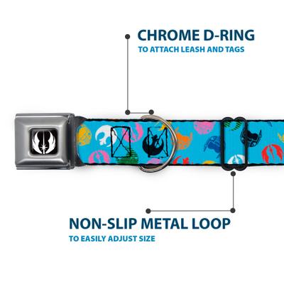 Show full view: Buckle-Down Star Wars Jedi Order & Rebel Alliance Icons Scattered Dog Collar, Medium: 16 to 23-in neck, 1.5-in wide slide 5 of 8