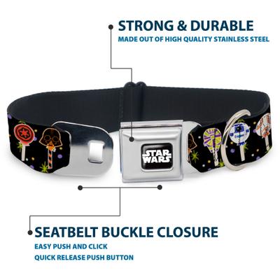 Show full view: Buckle-Down Star Wars Festive Lollipop Icons Dog Collar, Small: 9.5 to 13-in neck, 1-in wide slide 4 of 8