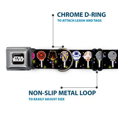 Show full view: Buckle-Down Star Wars Festive Lollipop Icons Dog Collar, Small: 9.5 to 13-in neck, 1-in wide slide 5 of 8