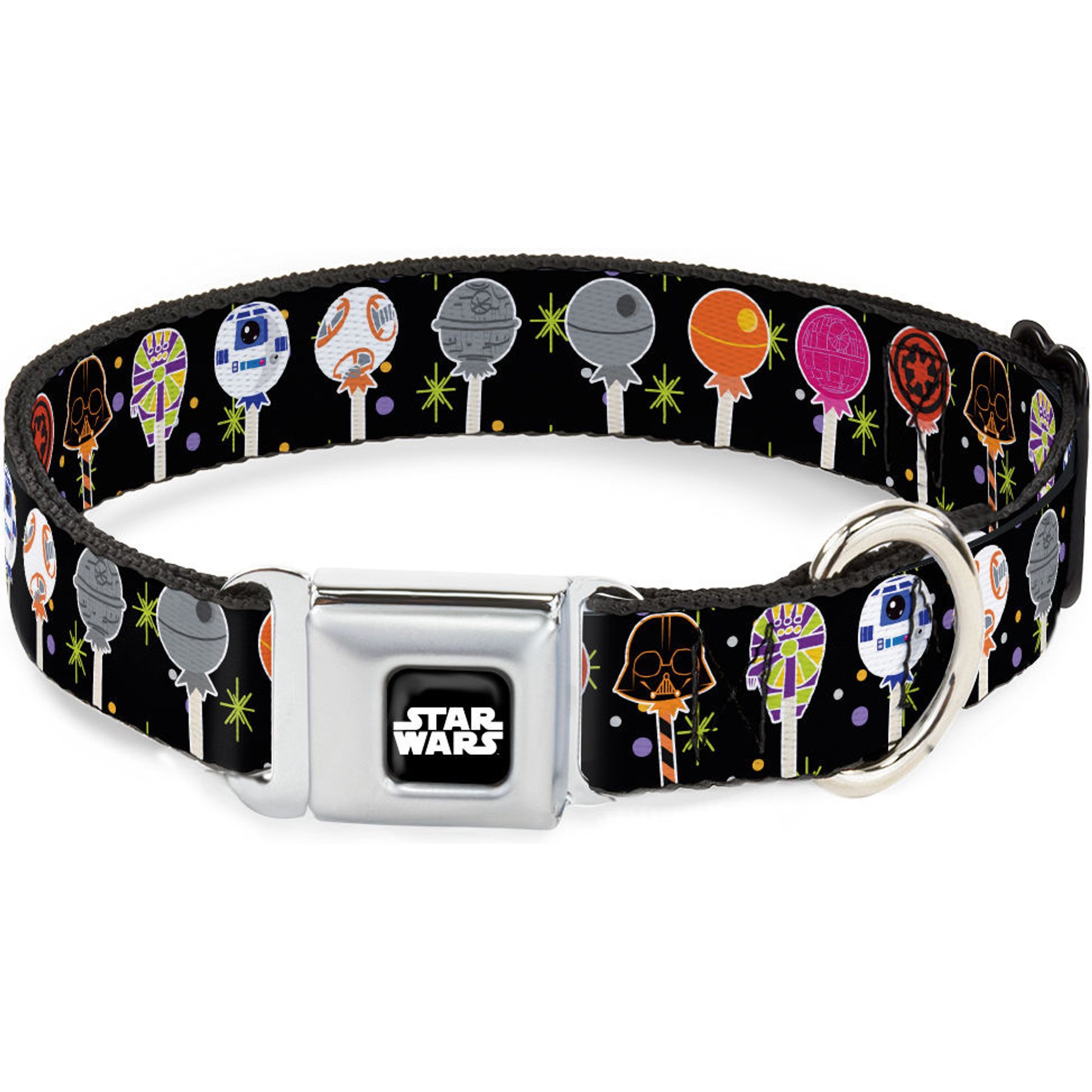 Buckle-Down Star Wars Festive Lollipop Icons Dog Collar, Medium: 16 to 23-in neck, 1.5-in wide