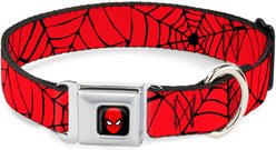 Buckle-Down Marvel Comics Spiderweb Dog Collar, Medium: 11 to 16.5-in neck, 1-in wide