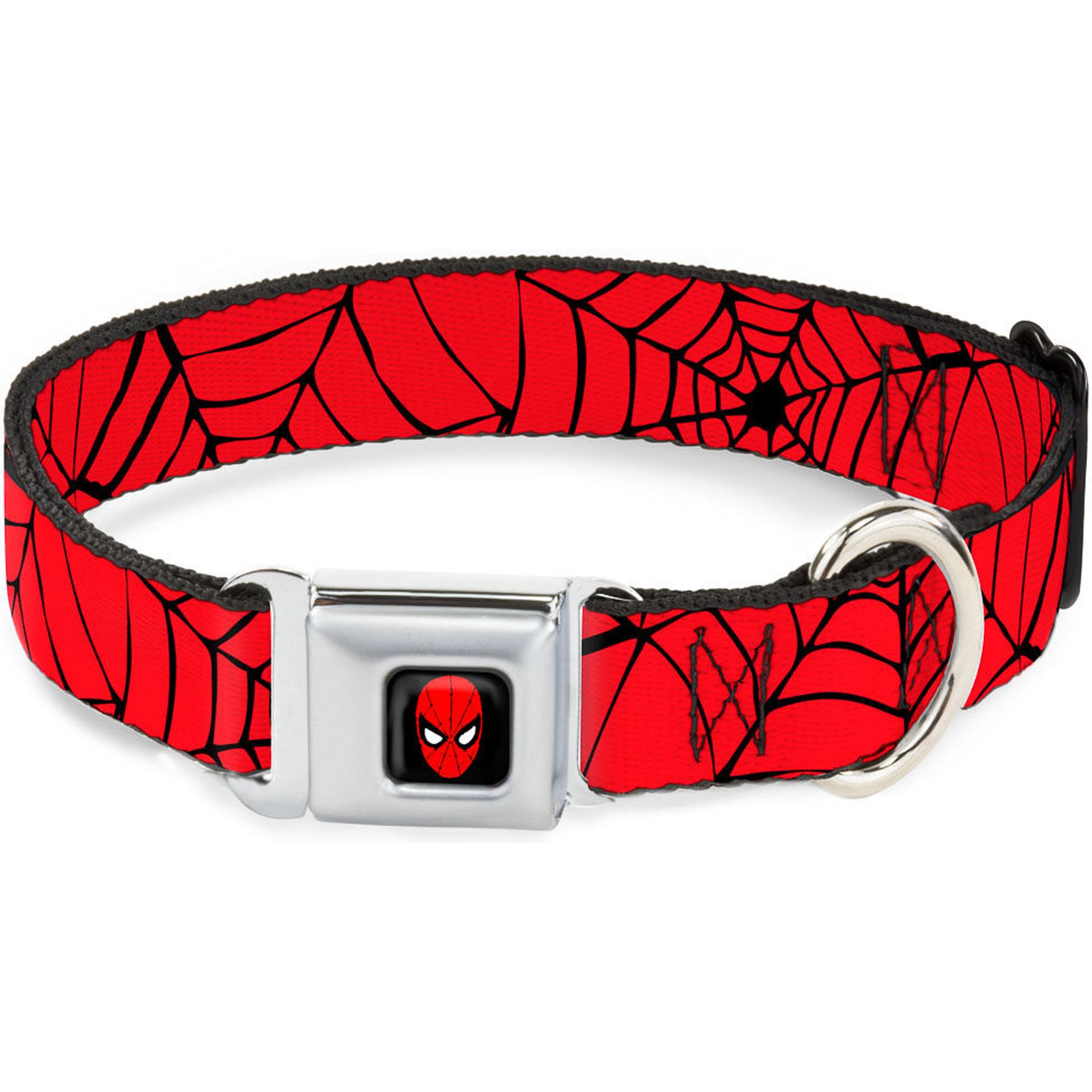 Buckle-Down Marvel Comics Spiderweb Dog Collar, Medium: 11 to 16.5-in neck, 1-in wide