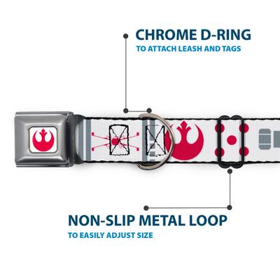 Show full view: Buckle-Down Star Wars Rebel Pilot Rebel Alliance Insignia X Wing Fighter Dog Collar, Small: 13 to 17-in neck, 1.5-in wide slide 6 of 9
