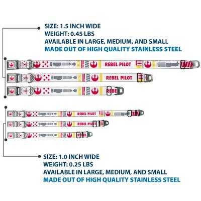Show full view: Buckle-Down Star Wars Rebel Pilot Rebel Alliance Insignia X Wing Fighter Dog Collar, Small: 13 to 17-in neck, 1.5-in wide slide 4 of 9