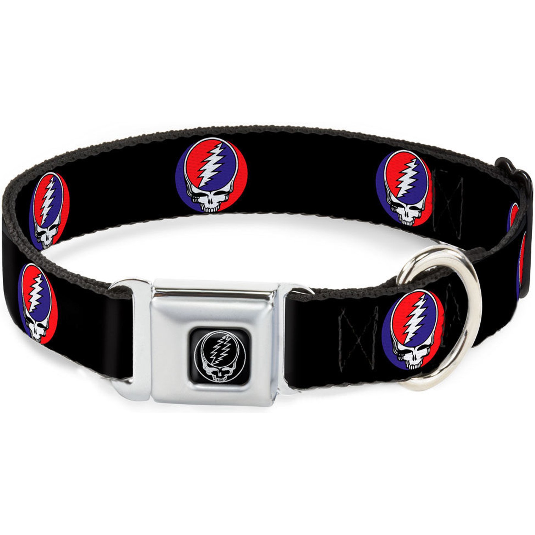 Buckle-Down Grateful Dead Steal Your Face Repeat Dog Collar, Small: 13 to 17-in neck, 1.5-in wide