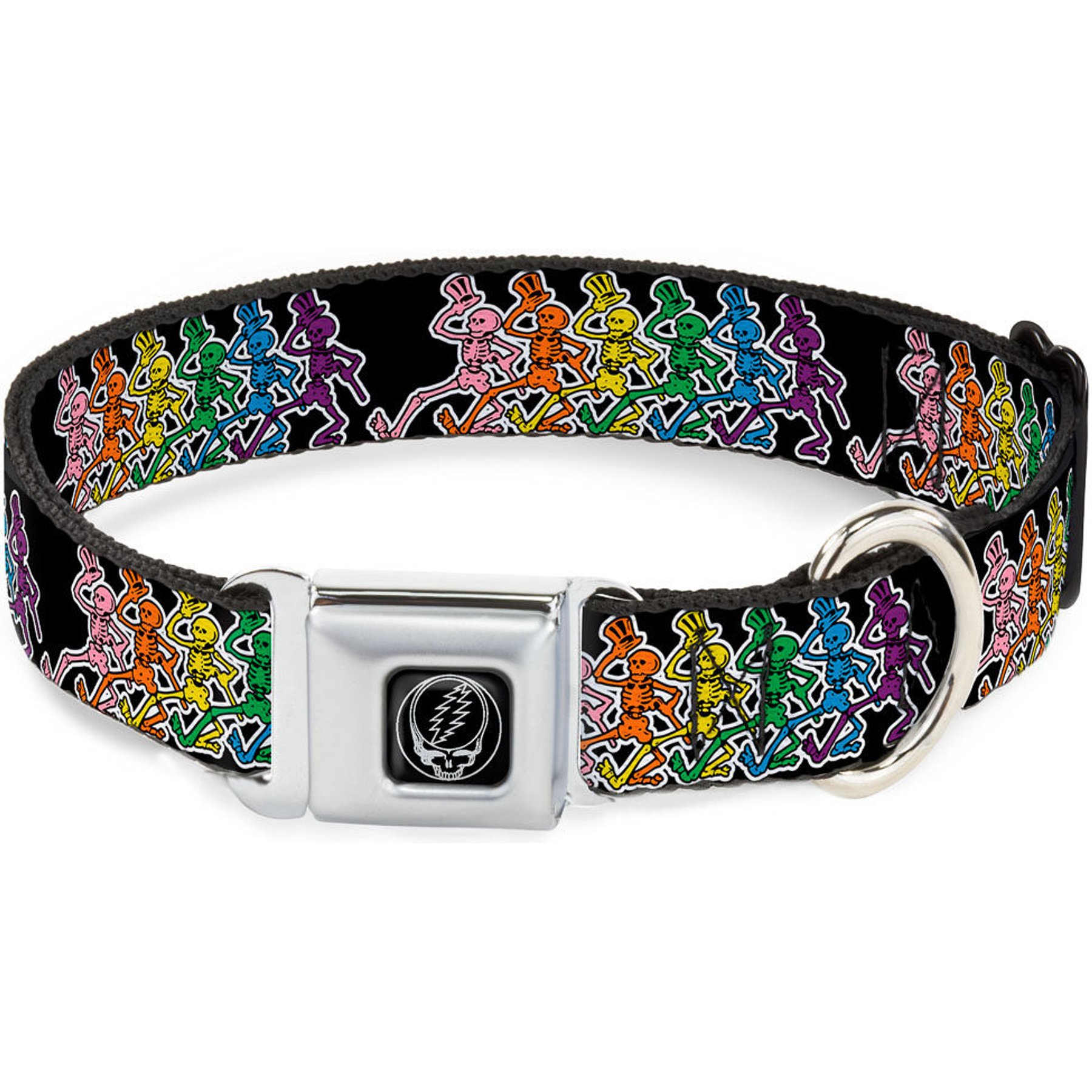 Buckle-Down Grateful Dead Dancing Skeletons Dog Collar, Small: 9.5 to 13-in neck, 1-in wide