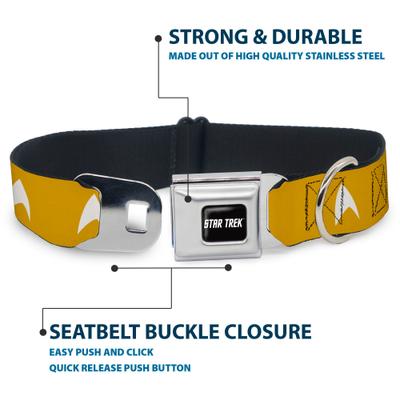 Show full view: Buckle-Down CBS Studios Inc. Star Trek Starfleet Insignia Dog Collar, Yellow, Medium: 16 to 23-in neck, 1.5-in wide slide 4 of 8