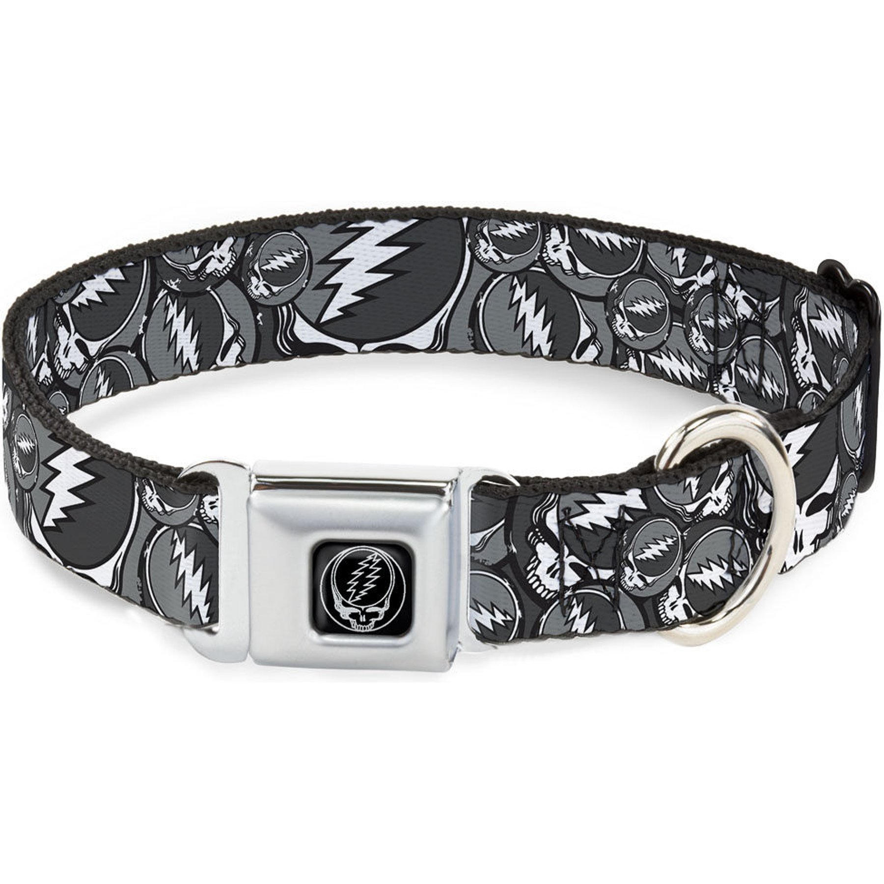 Buckle-Down Grateful Dead Steal Your Face Stacked Dog Collar, Large: 20 to 31-in neck, 1.5-in wide