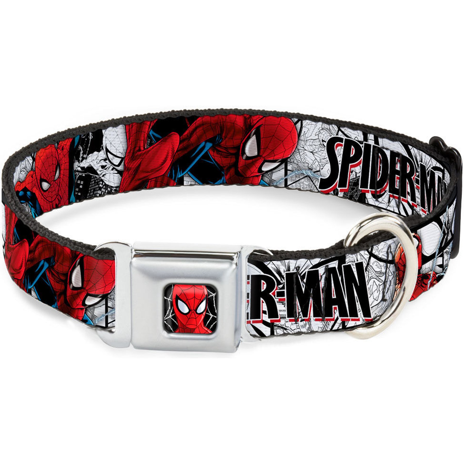 Buckle-Down Marvel Comics Spider Man Action Poses Comic Scenes Dog Collar, Medium: 16 to 23-in neck, 1.5-in wide