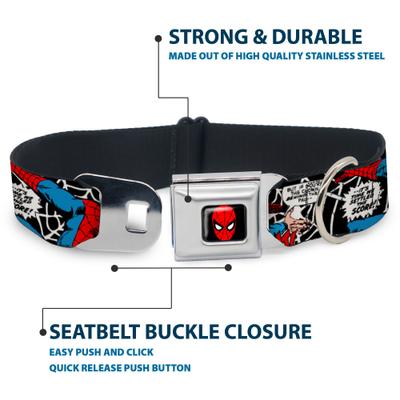Show full view: Buckle-Down Marvel Comics Spider Man in Action Dog Collar, Small: 13 to 17-in neck, 1.5-in wide slide 4 of 8